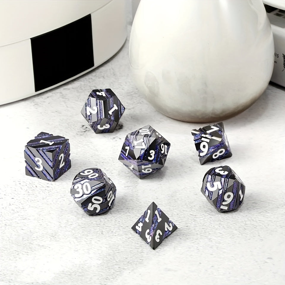 7-Piece Sparkling Metal Dice Set for Board Games