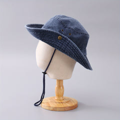Cowboy Bucket Hat Button Style Double-sided Wear Mountaineering Cycling Hat