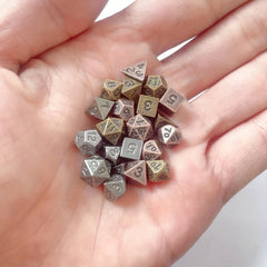 7-Piece Retro Mini Metal Dice Set for Halloween Gaming
