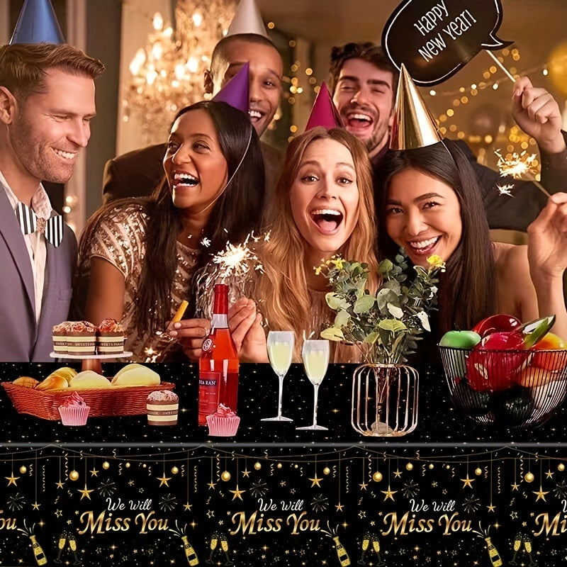 Happy Year Tablecloth Waterproof Party Table Decor