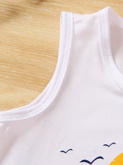 2pcs Summer Coconut Tree Boys Sleeveless Tank Tops&Shorts Set