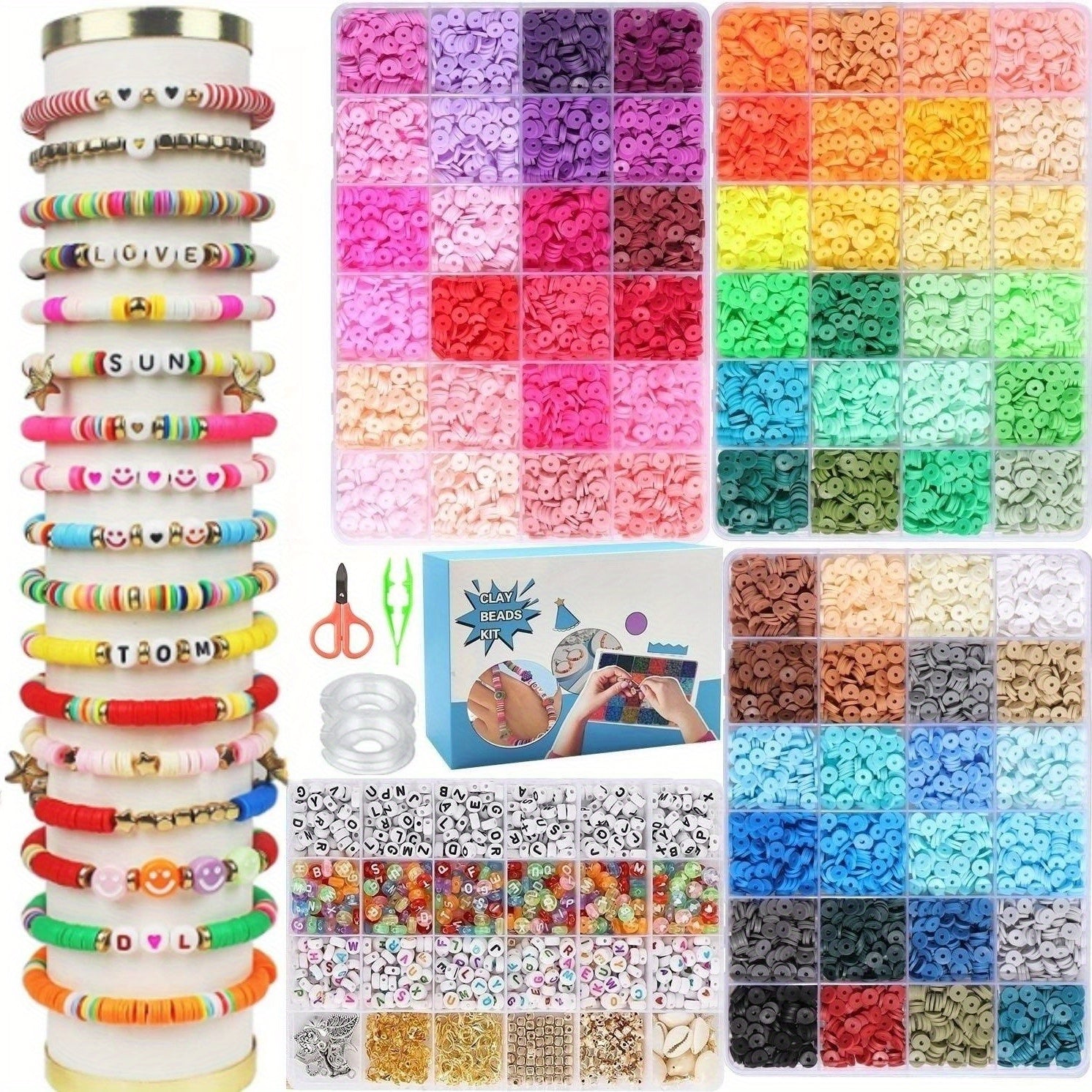 9560pcs Clay Beads Bracelet Making Kit DIY Jewelry Crafts