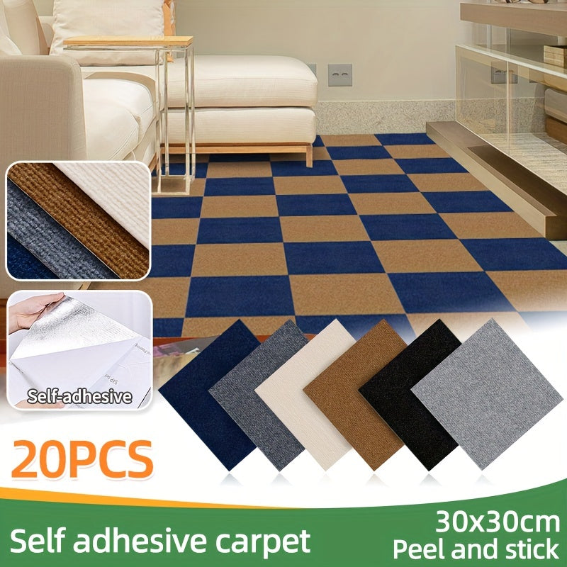 20pcs Modern Style Carpet 30x30cm Self Adhesive Ground Mat Decor