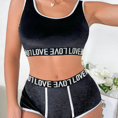 Letter Print Bra & Panties Set