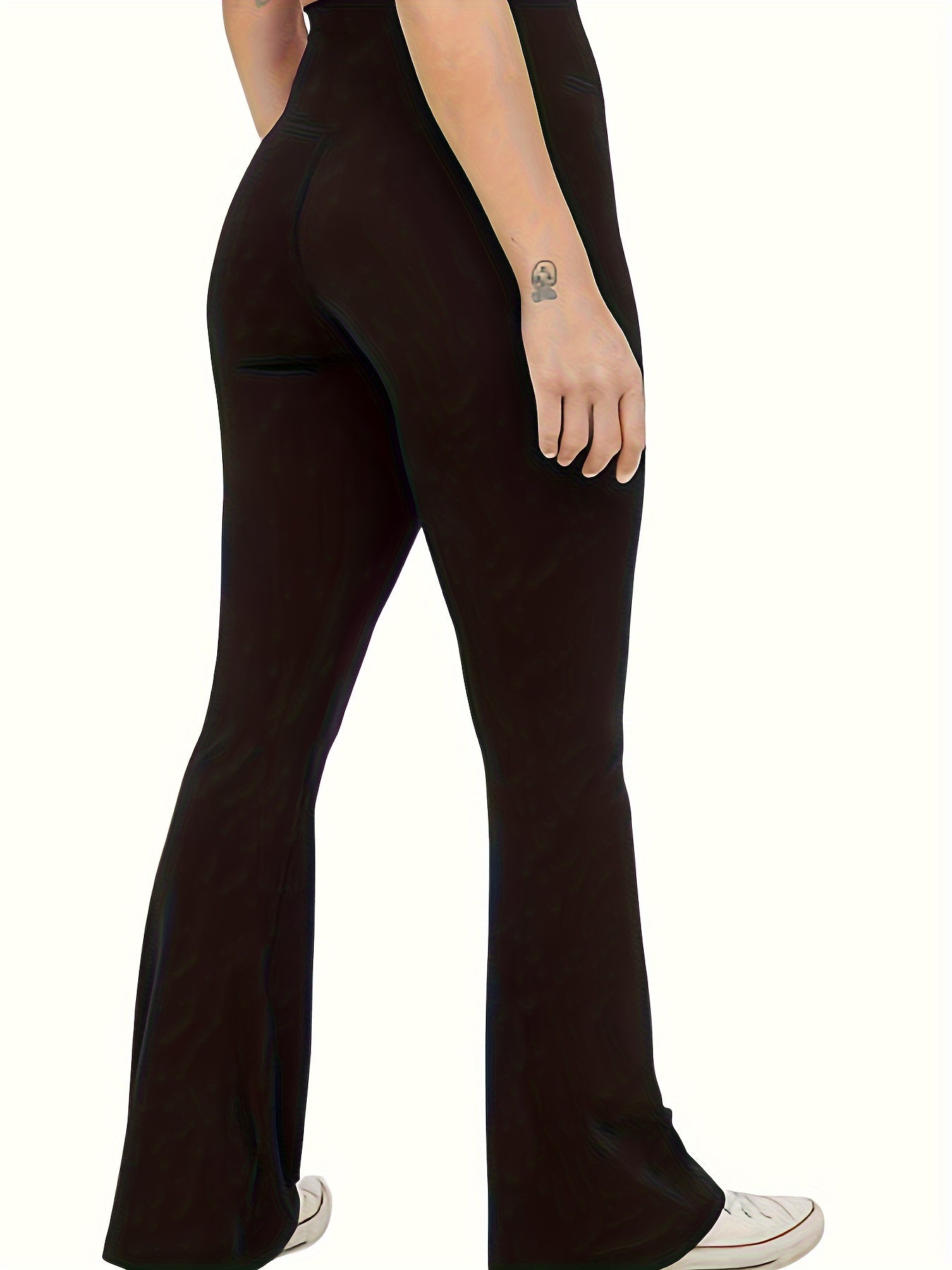 Solid V Waist Flared Leggings High Rise Slight Stretch