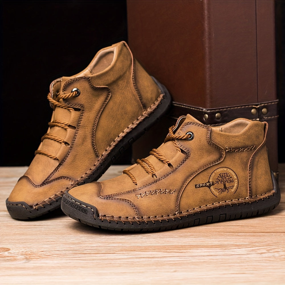 Men's Stitched High Top Boots Outdoor Walking Shoes