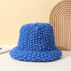 Warm Oversized Knit Beanie Bucket Hat Crochet Solid Cap Women Girls