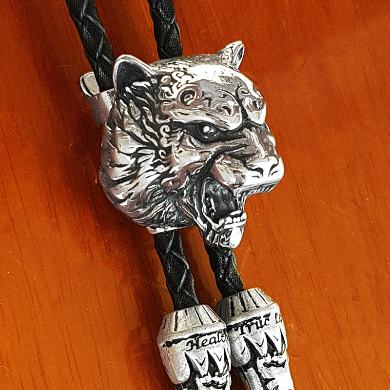 Tiger Head Bolo Tie Titanium Steel Skull Bolo Tie Gothic Cosplay Necktie