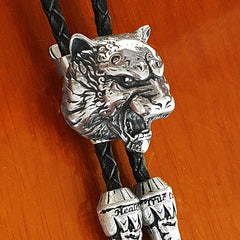 Tiger Head Bolo Tie Titanium Steel Skull Bolo Tie Gothic Cosplay Necktie