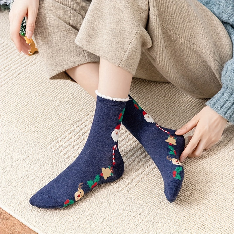 5 Pairs Christmas Print Socks Women's Stockings