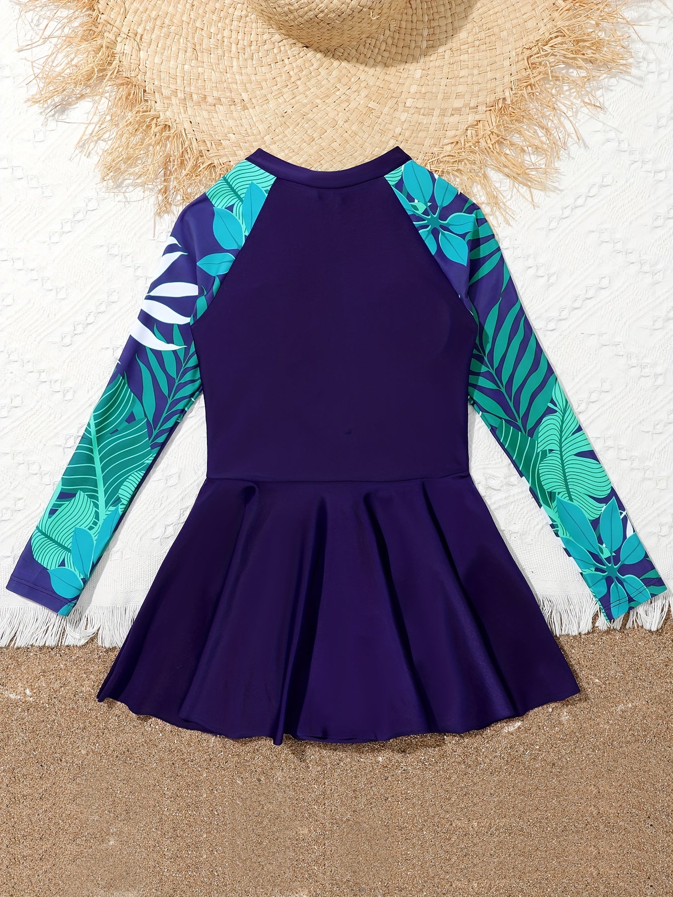 Girls Zip Long Sleeve One Piece Swimsuit