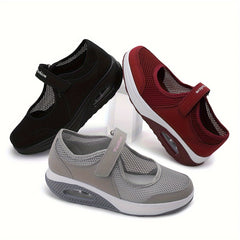 Backless Mesh Sneakers Air Cushion Slip on Walking Shoes Hook & Loop Fastener