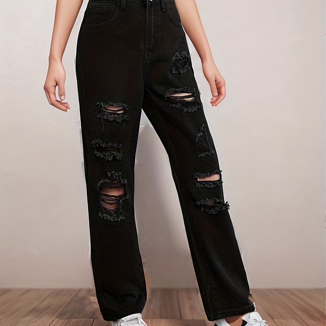 Girls Ripped Jeans Casual Pocket Denim Pants Teen Kids Spring Summer