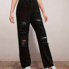 Girls Ripped Jeans Casual Pocket Denim Pants Teen Kids Spring Summer