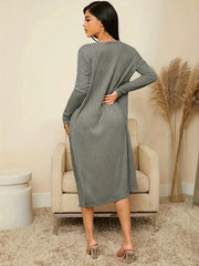 Ribbed Pajama Set Long Sleeve Robe & Cami Top & Shorts