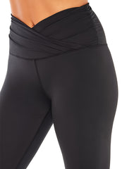 Solid Cross Waist Ruched High Stretch Leggings