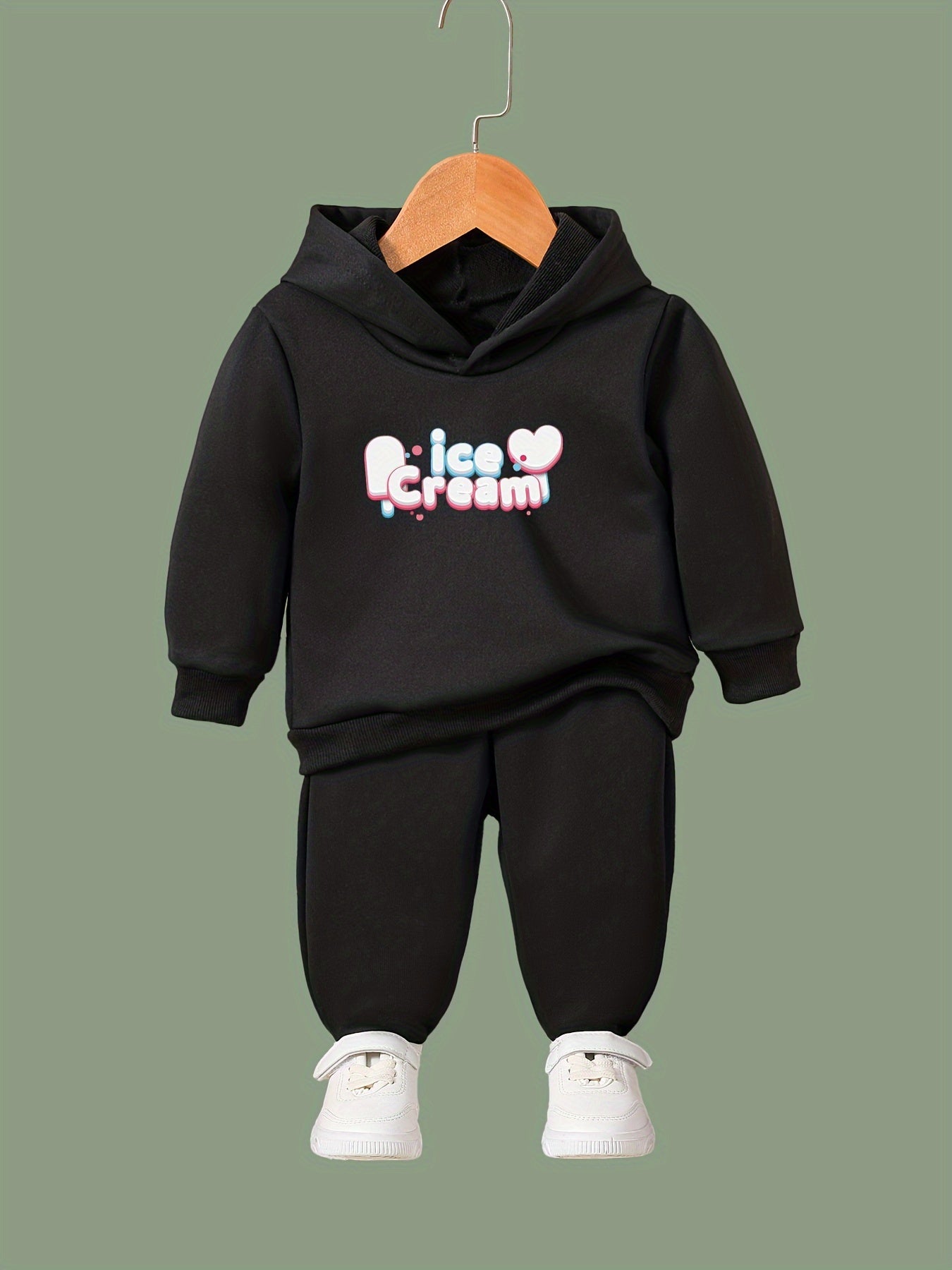 2pcs ICE CREAM Hoodies Pants Set Girls Boys Spring Fall Sports Gift