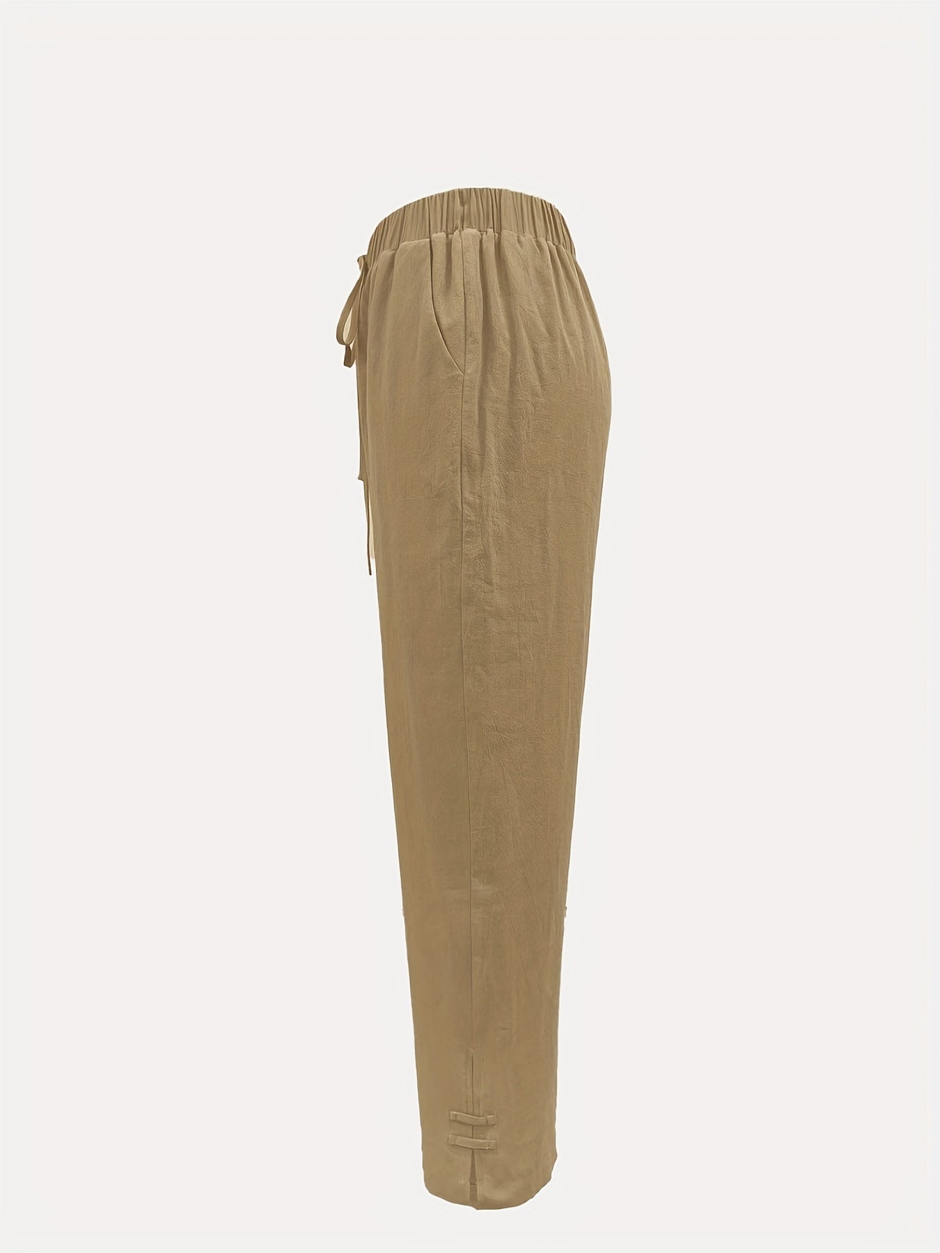 Solid Drawstring Straight Leg Pants for Spring & Summer