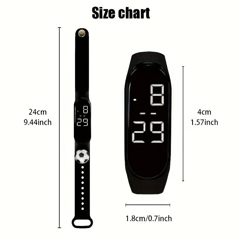 6pcs Football Digital Watch Set TPU Strap for Men and Women