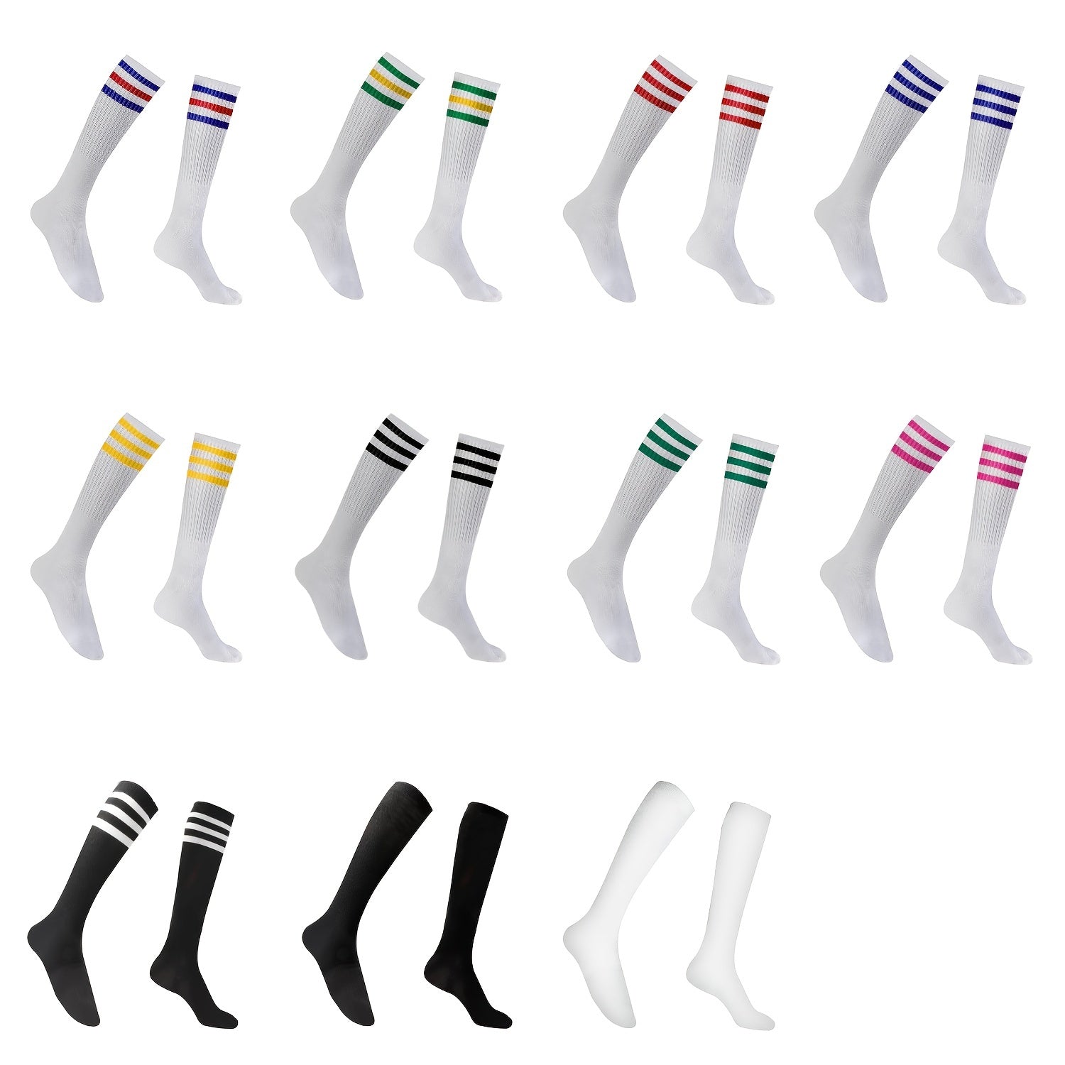 Casual Cotton Striped Stocking - Outdoor Sports Football Uniform Matching