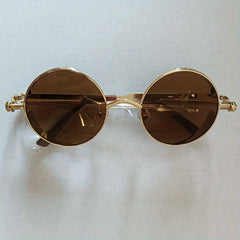 European American Round Frame Sunglasses Metal Spring Foot Retro Steampunk