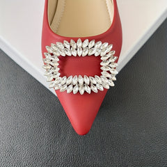 Women's Rhinestone Block Heel Slip On Shoes
