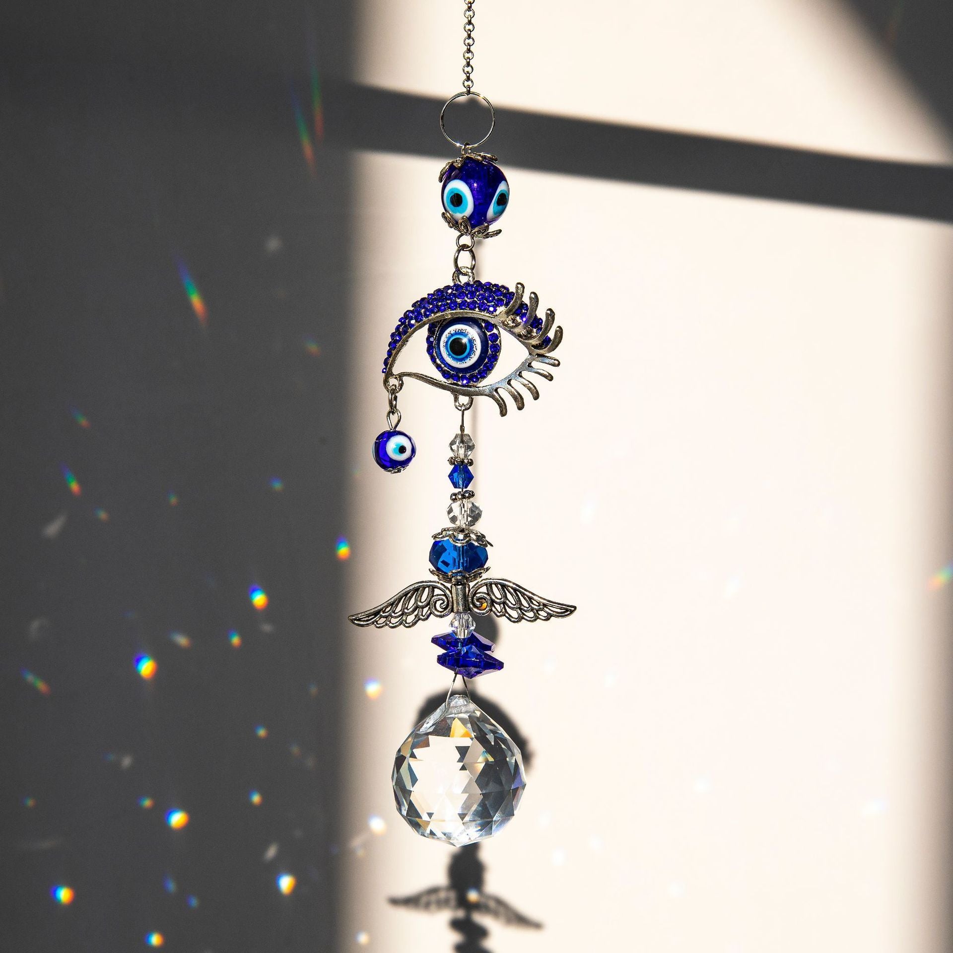 3pcs Evil Eye Suncatchers With Crystal Prism Balls Window Hanging