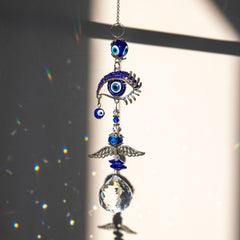 3pcs Evil Eye Suncatchers With Crystal Prism Balls Window Hanging