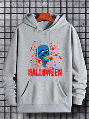 Men's Cartoon Skull Graphic Hoodie Halloween Style Drawstring Sweatshirt