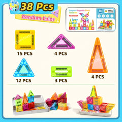 38pcs Magnetic Building Blocks Set for Kids with Iron Box