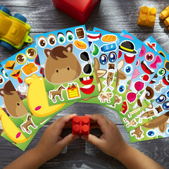 12pcs Farm Animals Make A Face Stickers DIY Craft Fantasy Animals Party Supplies