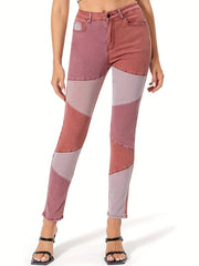 High Waist Patchwork Curvy Skinny Jeans