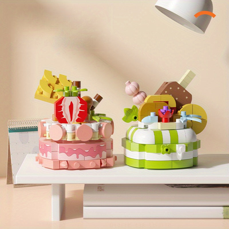 163pcs Whimsical Cake Brick Toys with Candy & Fruit Toppings