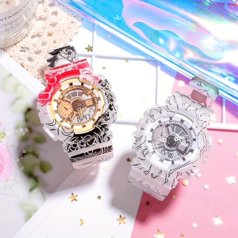 Comic Pattern Round Electronic Watch Waterproof Luminous Wrist Watch