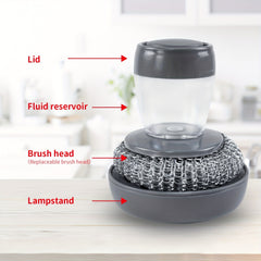 Stainless Steel Wool Scrubber with Soap Dispenser for Kitchen Cleaning