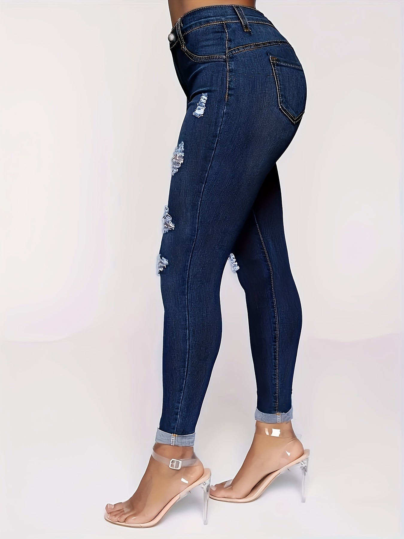 Ripped High Rise Skinny Jeans