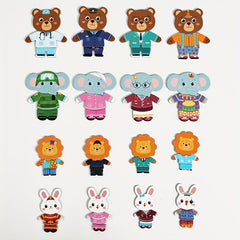 Kids Magnetic Drawing Board Bear Dress Up Puzzles Educational Number Magnets