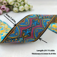 Jacquard Trim Lace Ribbon Floral Embroidery Woven Trimming DIY Craft 2 Yards