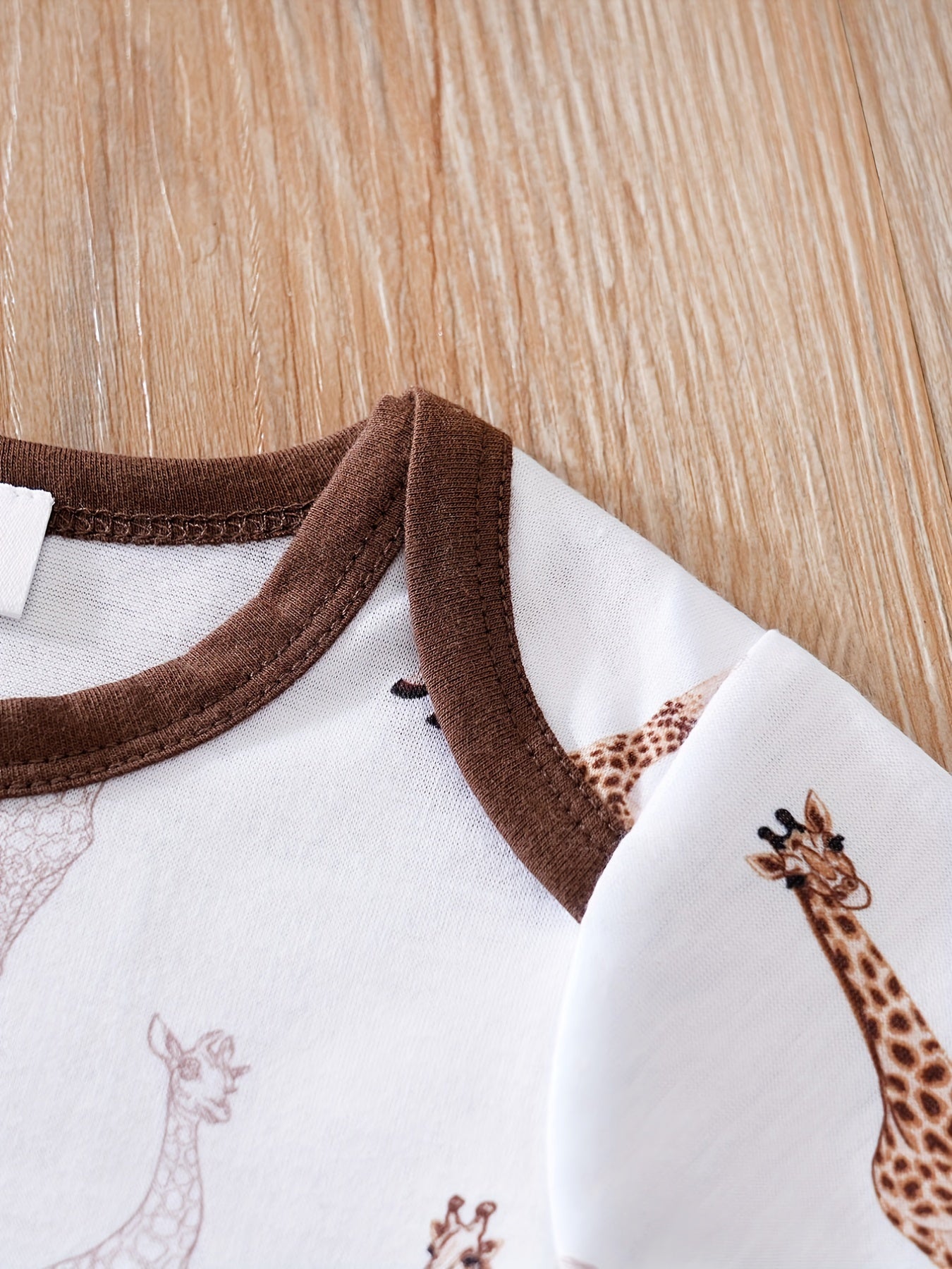 Baby Casual Giraffe Graphic Short Sleeve Romper Jumpsuit