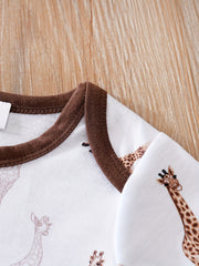 Baby Casual Giraffe Graphic Short Sleeve Romper Jumpsuit