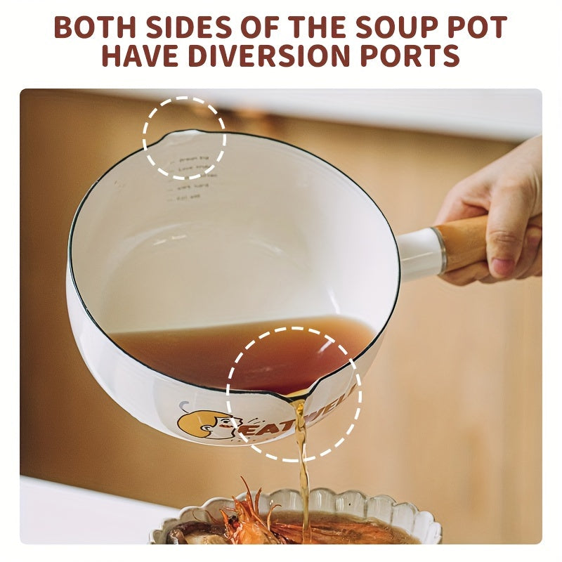 Enamel Non Stick Soup Pot With Lid Flat Bottom Milk Pan