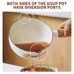 Enamel Non Stick Soup Pot With Lid Flat Bottom Milk Pan