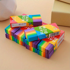 Rainbow Erasers with Handle Heavy Duty No Residue Eraser for Drawing Coloring