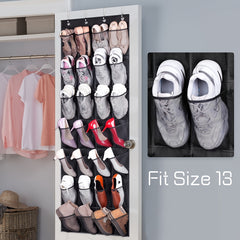 Over the Door Shoe Rack with 28 Large Pockets Hanging Shoe Organizer