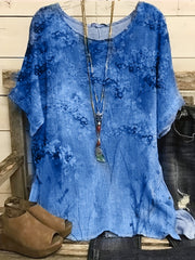 Floral Print Short Sleeve Casual Blouse