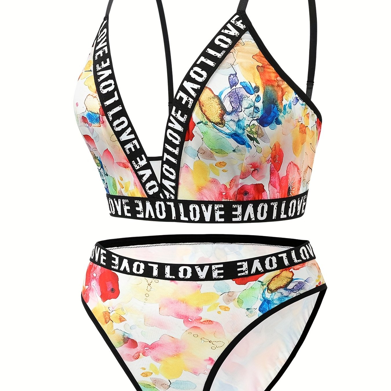 Tie Dye Floral Bralette & Panty Set