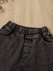 Girls Casual Washed Denim Shorts Breathable Comfortable Pants For Kids