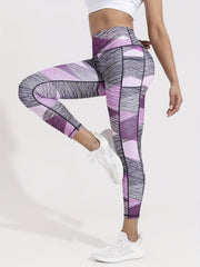 Geometric Block Yoga Pants High Stretch Fitness Leggings