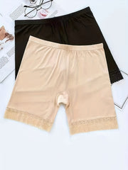 2pcs Lace Panties Soft & Comfy Intimates Safety Shorts Women's Lingerie