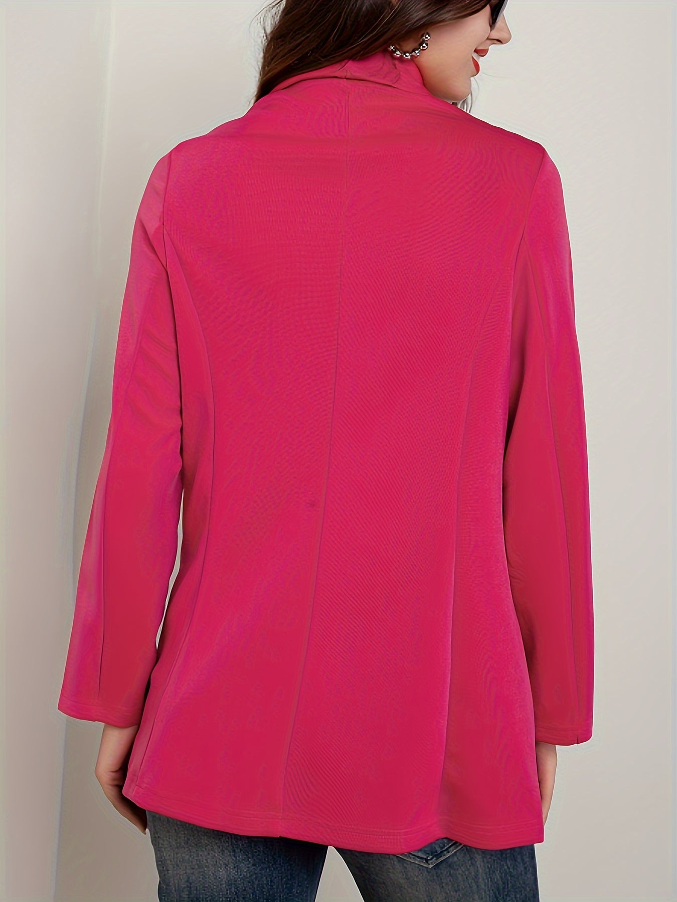 Solid Long Sleeve Double Breast Button Slim Fit Blazer